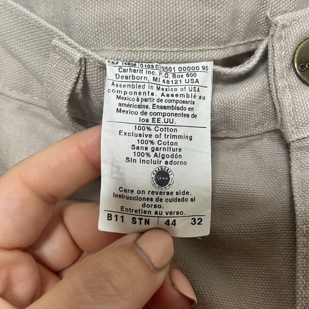 Carhartt Loose Straight Tan Washed Duck Dungaree Work Pants Men Size 44x32 - Picture 4 of 6